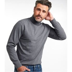 L.L. Bean Men's Charcoal Heather Cotton Turtleneck Long Sleeve Shirt Large Reg